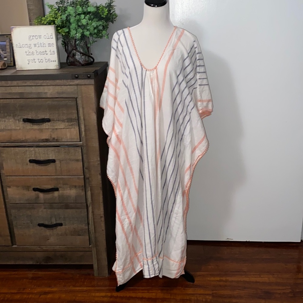 RO’S GARDEN Cotton oversized striped Caftan excellent preowned condition. XS/ S